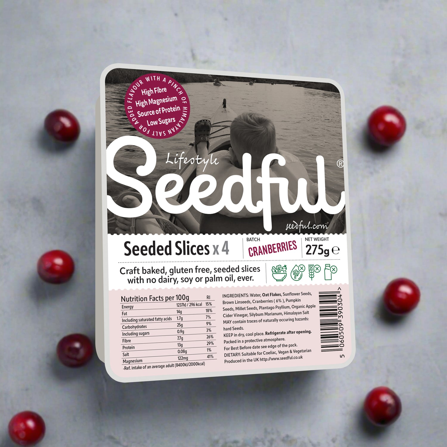 1 x 275g SEEDFUL Slices with Cranberries ( 4 Slices Each Pack )
